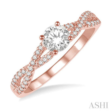 1/6 ctw Diamond Semi-mount Engagement Ring in 14K Rose Gold